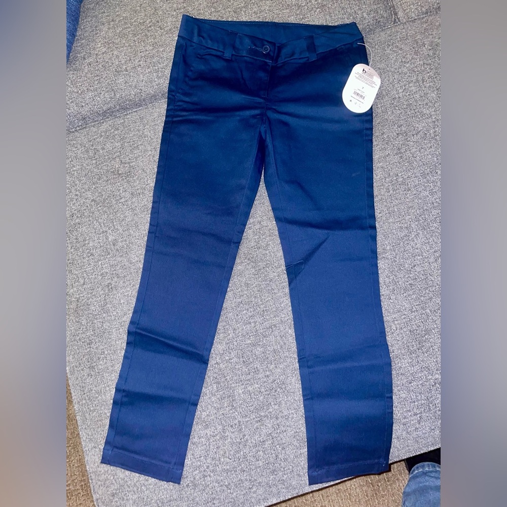 Girl’s Size 7 Wonder Nation Skinny Fit Navy Blue Uniform Pants NWT